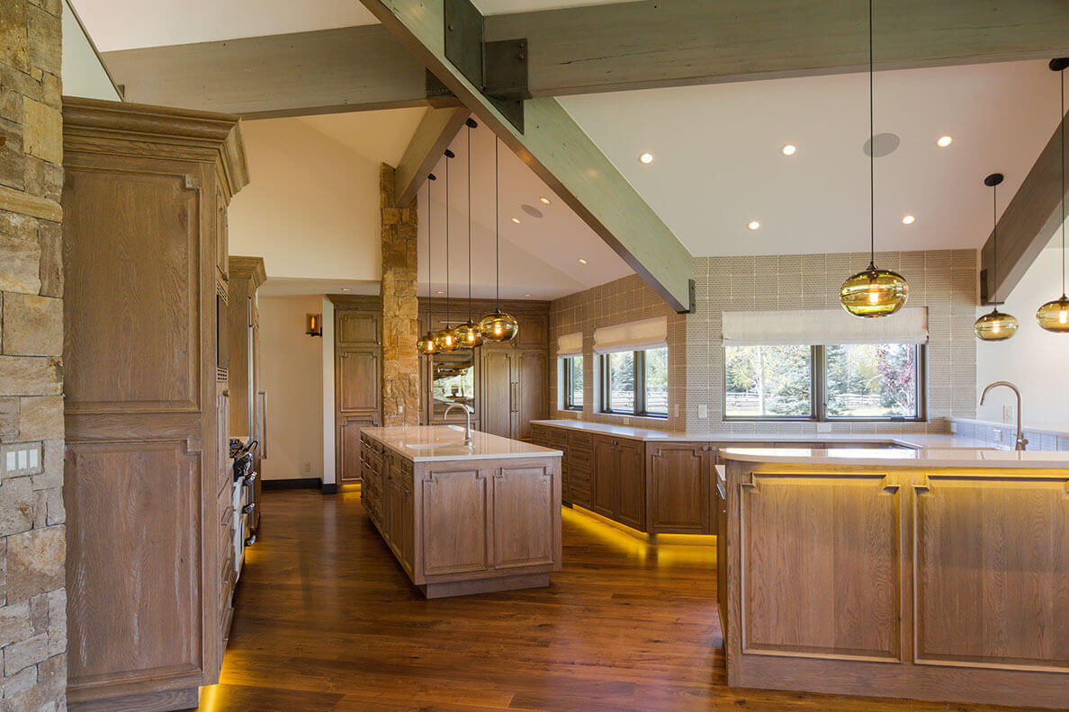 Remodel; color toner on glulams (ceiling beams) with glaze